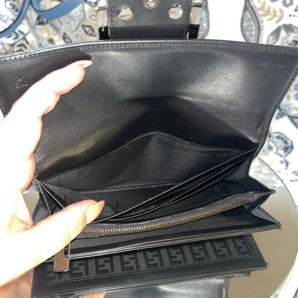 FENDI Zucchino Monogram Canvas Long Bi-Fold Wallet, Black, Vintage - Picture 6 of 15
